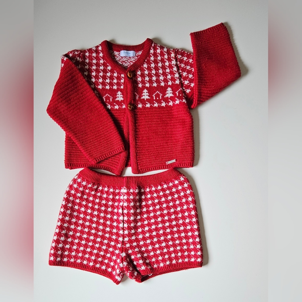 Luxe Knitted red unisex gingham Tartan outfit